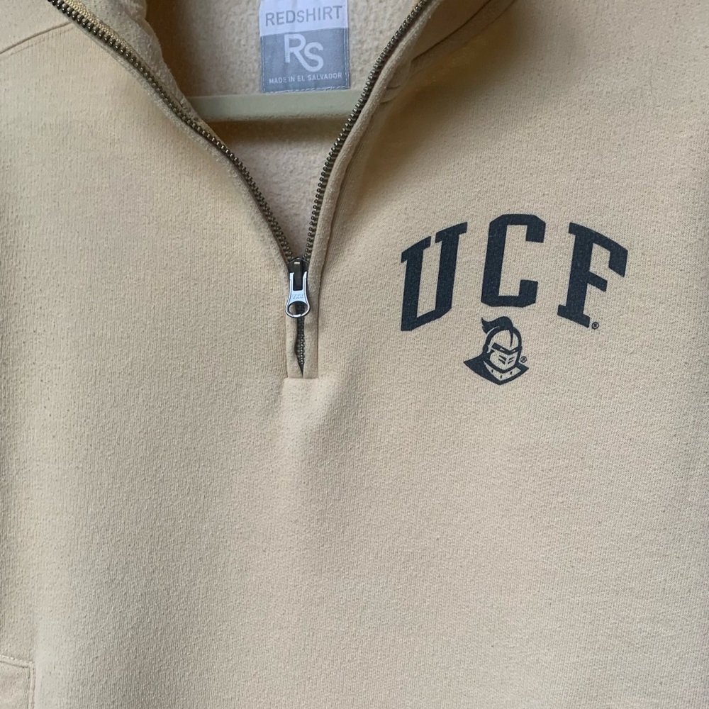 Light Yellow UCF Quarter-Zip Quarter Neck Sweater